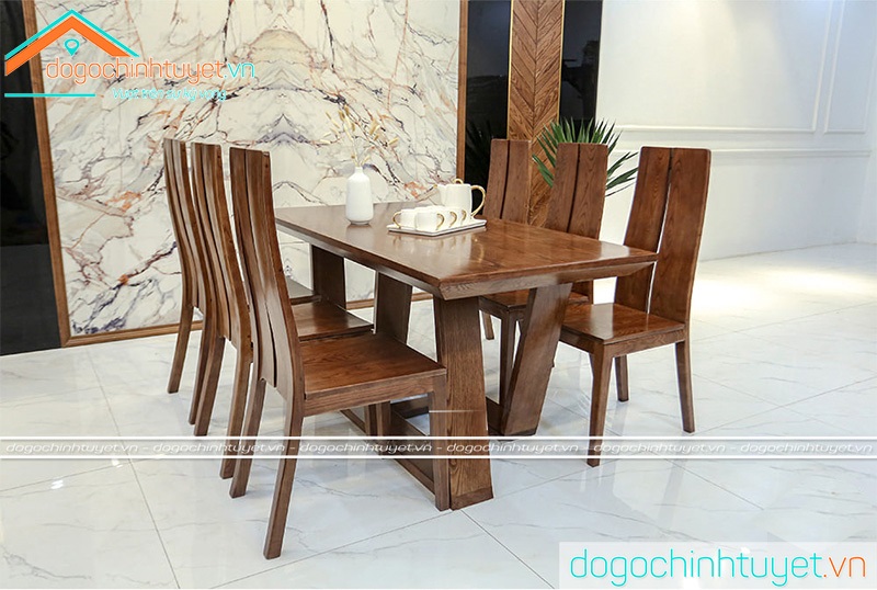 Bàn ghế ăn gỗ Sồi Thái Bình 9